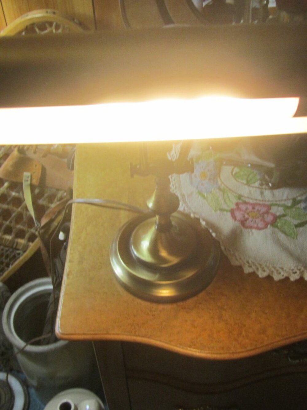 vintage brass table Piano banker lamp adjustable works great